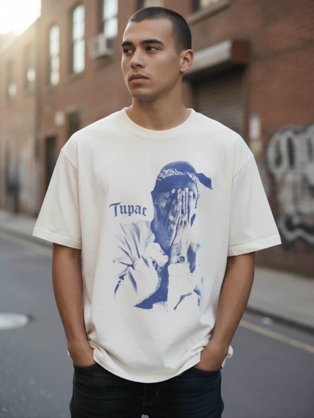 Old Navy White Men’s Tupac Graphic Tee